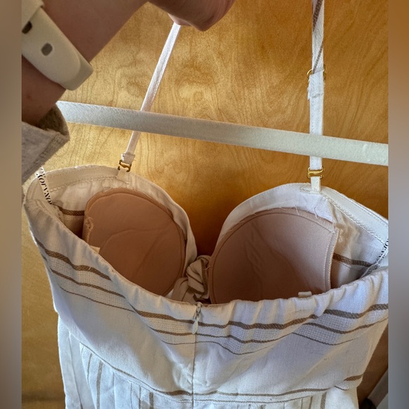 Shona Joy Linen Jumpsuit - white/tan - Size 4 (USA) - Picture 6 of 8